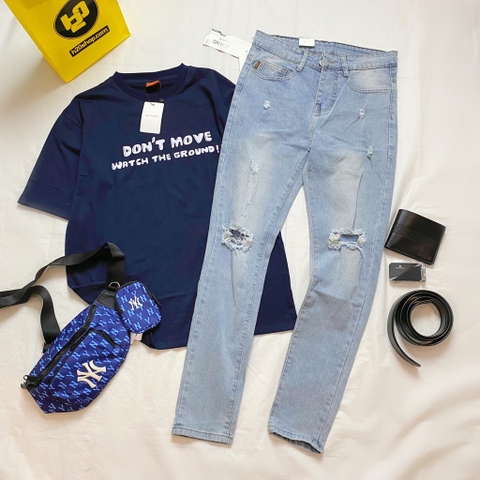 Jean nam rách gối - Xanh sáng