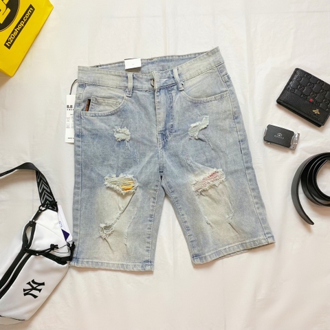 Short jean nam rách Supermi - Xanh nhạt