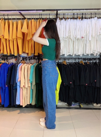 Jean ống suông trơn - Xanh đậm