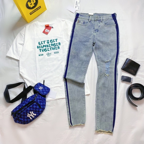 Jean nam sọc xanh đậm - Xanh