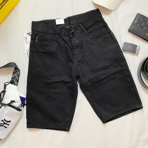 Short jean nam trơn - Đen