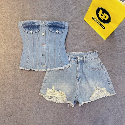 Áo jeans cúp ngực