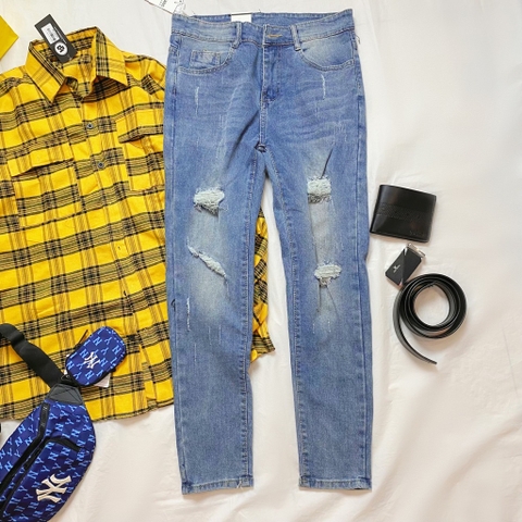 Jean nam rách kiểu - Xanh