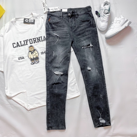 Jean nam rách kiểu - Đen xám