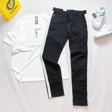 Jean nam sọc trắng - Đen