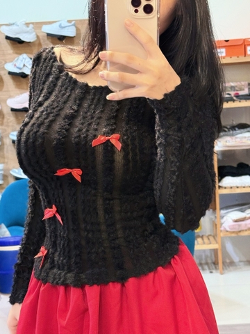 Set trễ vai đính nơ