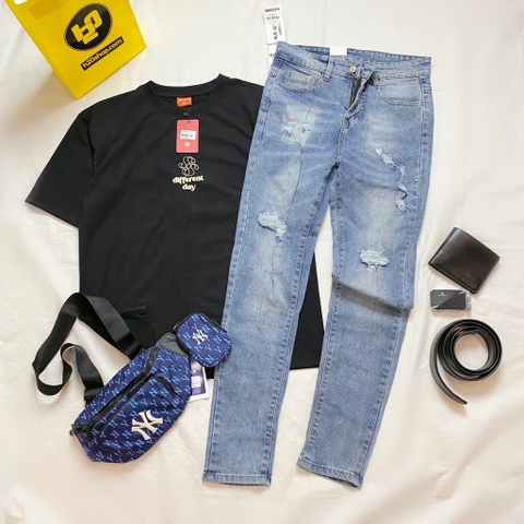 Jean nam rách kiểu 2 - Xanh