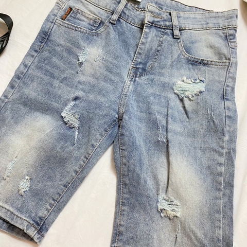 Short jean nam rách kiểu - Xanh