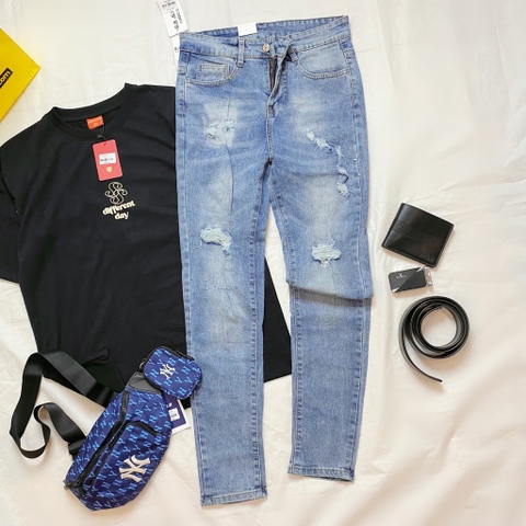 Jean nam rách kiểu 2 - Xanh