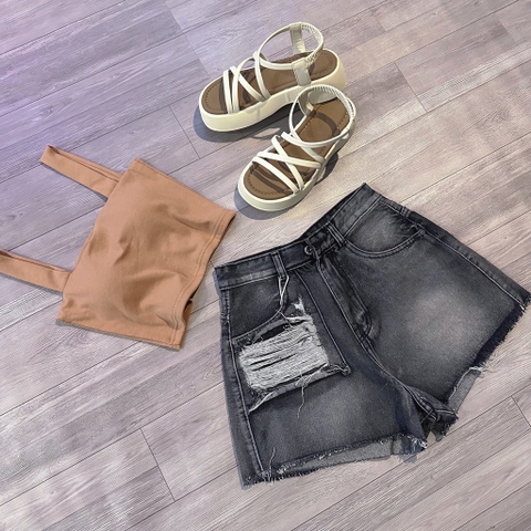 Short jean rách 1 bên túi