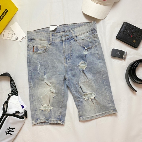 Short jean nam rách kiểu - Xanh nhạt