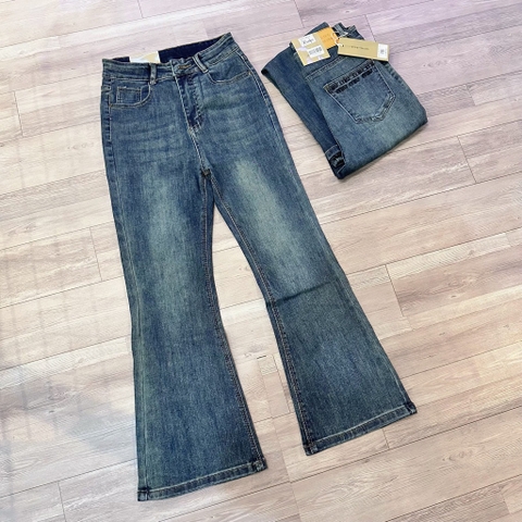 Quần jean loe trơn xanh bụi