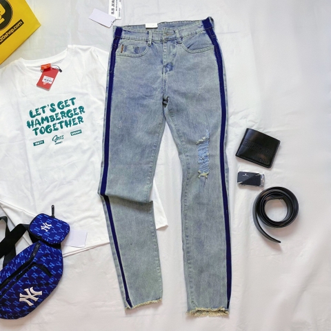 Jean nam sọc xanh đậm - Xanh