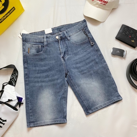 Short jean nam trơn - Xanh xám
