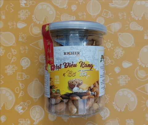 Hạt điều rang Richer Nuts vị bơ tỏi lọ 225gram