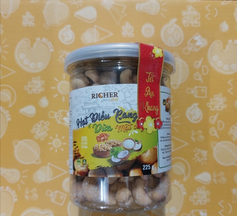 Hạt điều rang Richer Nuts vị dừa mật ong lọ 225gram