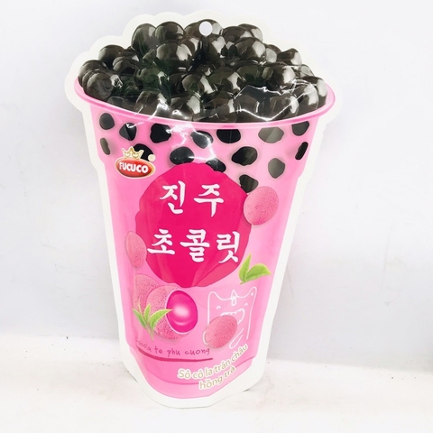 Kẹo Socola bọc trân châu Fucuco hương vị Hồng trà gói 130g