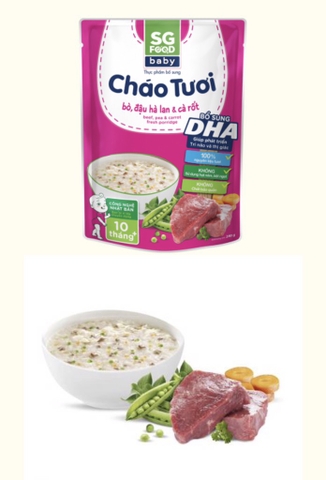 Cháo tươi SÀI GÒN Food vị bò đậu hà lan và cà rốt