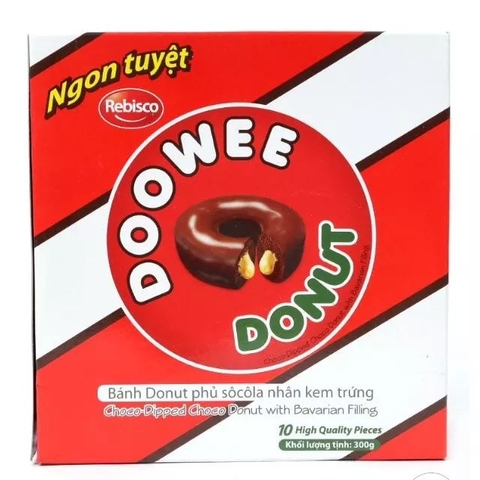 Bánh Donut phủ socola nhân kem trứng 300g