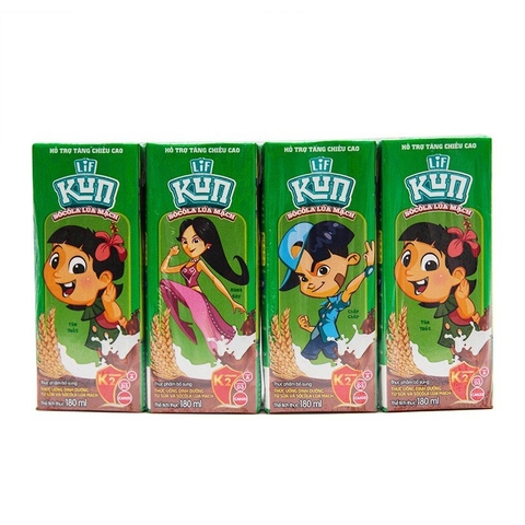 Sữa Kun socola lúa mạch hộp 180ml