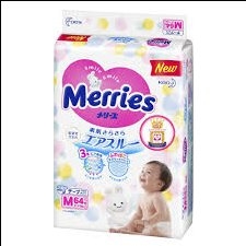 Tã dán Merries nhập khẩu Nhật Bản size M 64 miếng