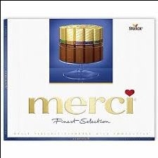 Socola vỉ hỗn hợp Merci xanh 250gram