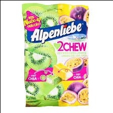 Kẹo Alpenliebe 2Chew hương Kiwi và Chanh leo hạt chia gói 87,5gram