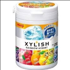 Kẹo cao su Xylish Meiji Rainbow hương trái cây tổng hợp lọ 117gram