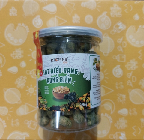 Hạt điều rang Richer Nuts vị rong biển lọ 225gr