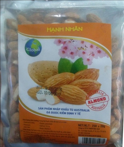 Hạnh nhân nguyên vỏ nhập khẩu Úc Global 500g
