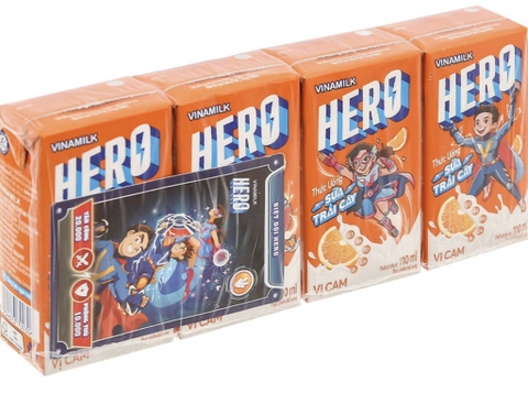 Sữa trái cây Hero hương cam Vinamilk hộp 180ml