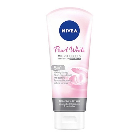 Sữa rửa mặt Nivea trắng da 5in1 Pearl White tuýp 100ml