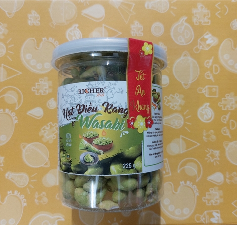 Hạt điều rang Richer Nuts vị wasabi lọ 225gram