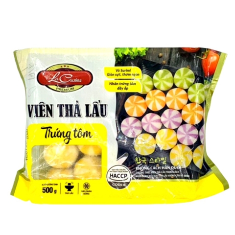 Viên thả lẩu vị trứng tôm Lacusina 500g