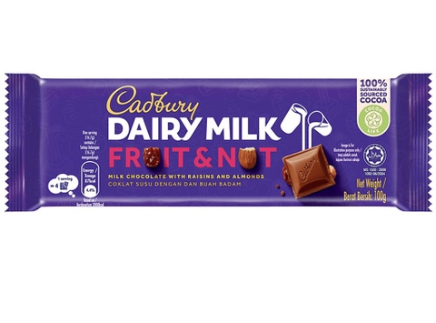 Socola Cadbury Dairy Milk Trái cây và hạt 37g