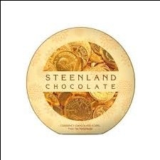 Kẹo socola đồng tiền Steenland Chocolate Hà Lan hộp thiếc 180gram