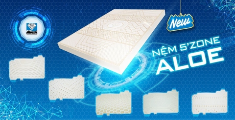 Nệm Cao Su Thiên Nhiên 5 Vùng Kim Cương - 5 Zone Aloelux | Mua Online Giảm Giá Khủng