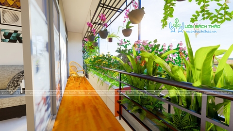 Thiết kế và thi công tiểu cảnh ban công nhà anh Quốc Anh - Quận 2