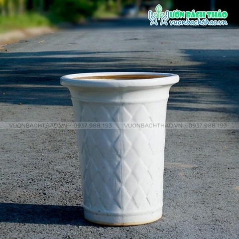 Chậu Sứ Trắng Mắt Lưới