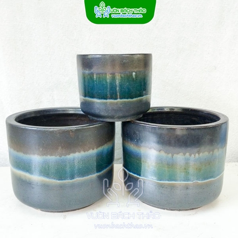 Chậu Sứ Trụ Men Bóng Trồng Chậu Để Bàn