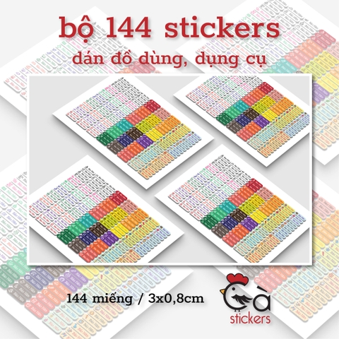 Sticker dán in tên trẻ em GaStickers DTM bộ 144 miếng