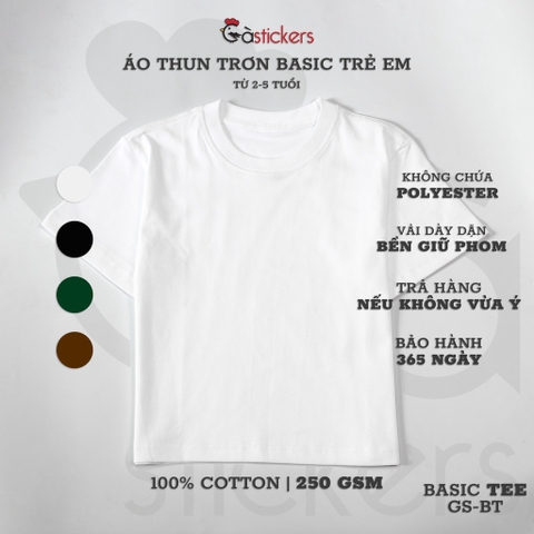 Áo thun basic trẻ em 100% cotton - áo thun áo phông trẻ em bé trai bé gái unisex mẹ và bé
