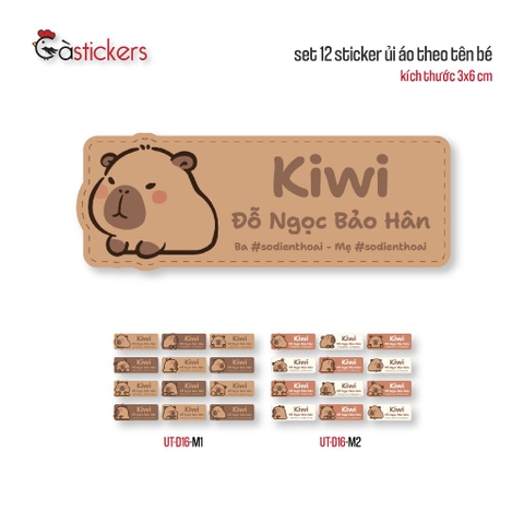 Sticker ủi áo in tên trẻ em GaStickers UT-D16- bộ 12 miếng kích thước 3 x 6 cm