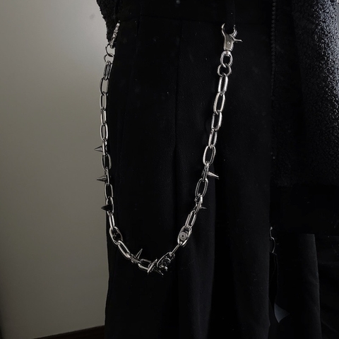 THORN WIRE NECKLACE & PANTS CHAIN SET