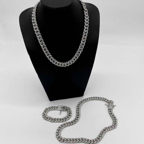 BLINK CUBAN NECKLACE AND BRACELET SET