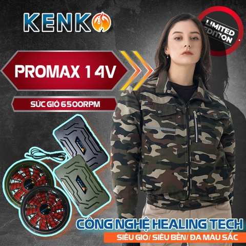 Áo quạt điều hòa KENKO PRO MAX 14V mạnh nhất SM23 màu rằn ri cải tiến nhiều công nghệ