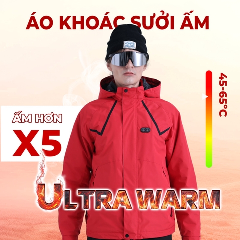 Áo gió sưởi ấm chạy pin KENKO Ultrawarm công nghệ nhiệt tối ưu - Màu đỏ