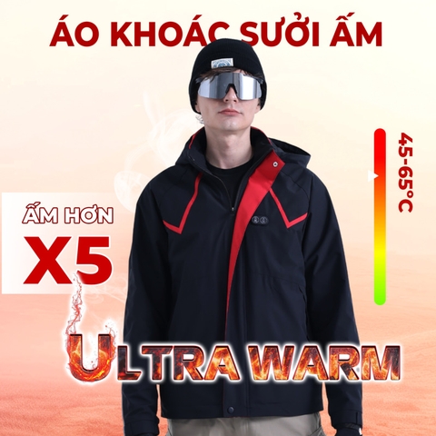 Áo gió sưởi ấm chạy pin KENKO Ultrawarm công nghệ nhiệt tối ưu - Màu đen