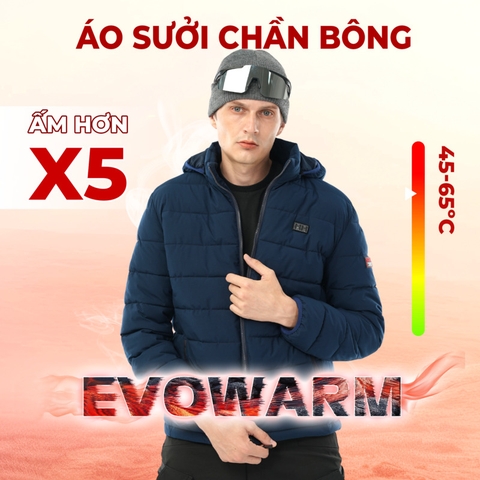 Áo sưởi ấm chạy bằng pin cao cấp sưởi 65 độ Kenko EVOWARM 2024 [ Màu Xanh Navy]