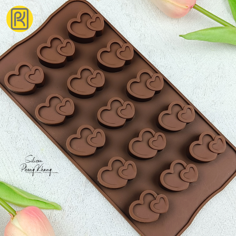 Khuôn silicon trái tim đôi